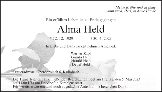 Anzeige von Alma Held von MGO