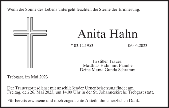 Anzeige von Anita Hahn von MGO