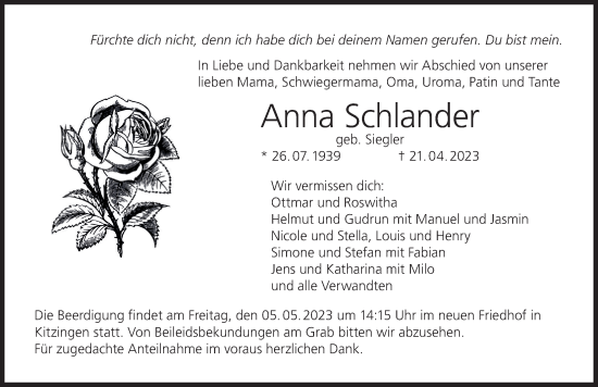 Anzeige von Anna Schlander von MGO