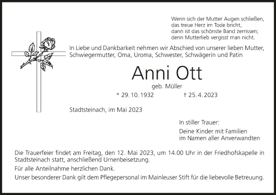 Anzeige von Anni Ott von MGO