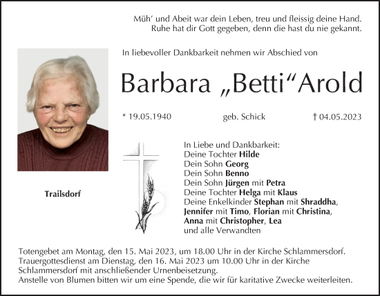 Anzeige von Barbara Arold von MGO