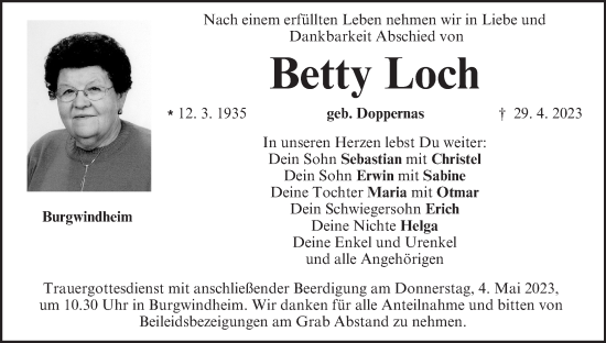 Anzeige von Betty Loch von MGO