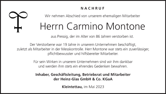 Anzeige von Carmino Montone von MGO