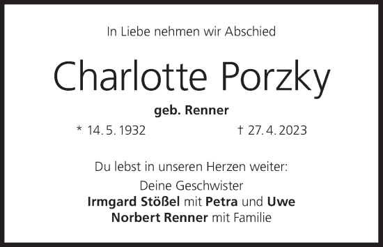 Anzeige von Charlotte Porzky von MGO