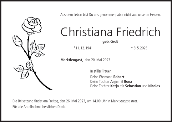 Anzeige von Christiana Friedrich von MGO