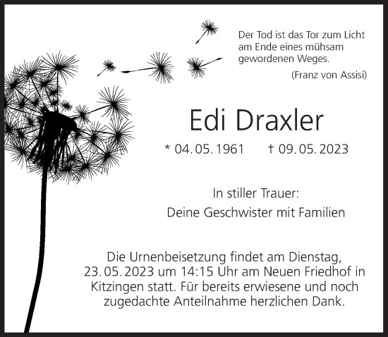 Anzeige von Edi Draxler von MGO