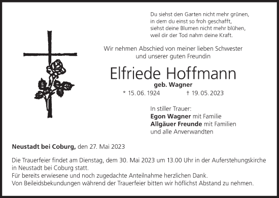 Anzeige von Elfriede Hoffmann von MGO