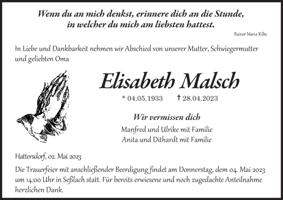 Anzeige von Elisabeth Matsch von MGO