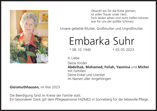 Anzeige von Embarka Suhr von MGO