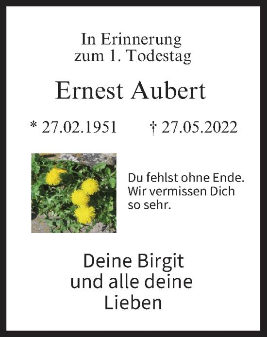 Anzeige von Ernest Aubert von MGO