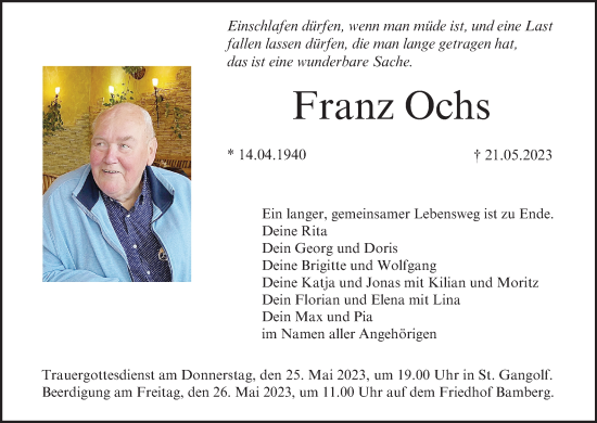Anzeige von Franz Ochs von MGO