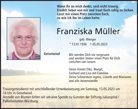Anzeige von Franziska Müller von MGO