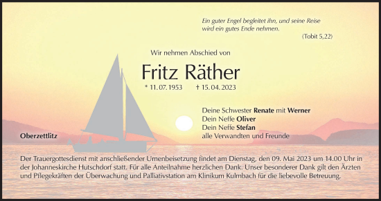 Anzeige von Fritz Räther von MGO