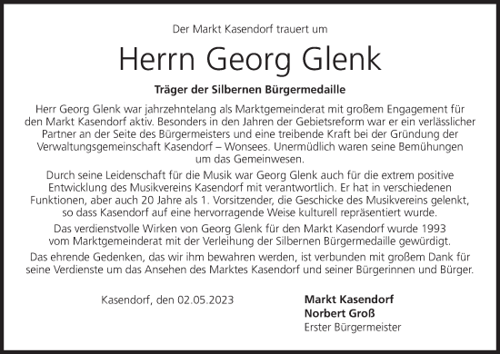 Anzeige von Georg Glenk von MGO
