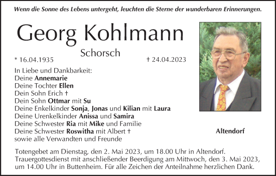 Anzeige von Georg Kohlmann von MGO