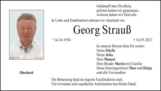 Anzeige von Georg Strauß von MGO