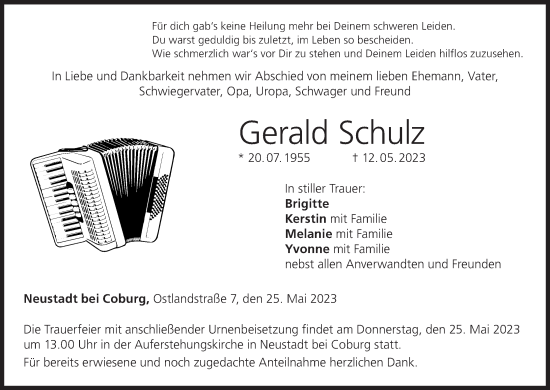 Anzeige von Gerald Schulz von MGO