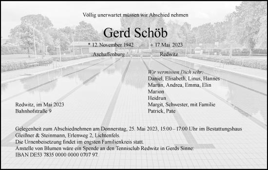 Anzeige von Gerd Schöb von MGO