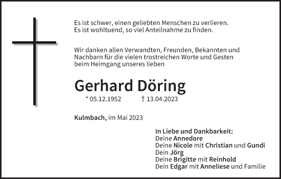 Anzeige von Gerhard Döring von MGO