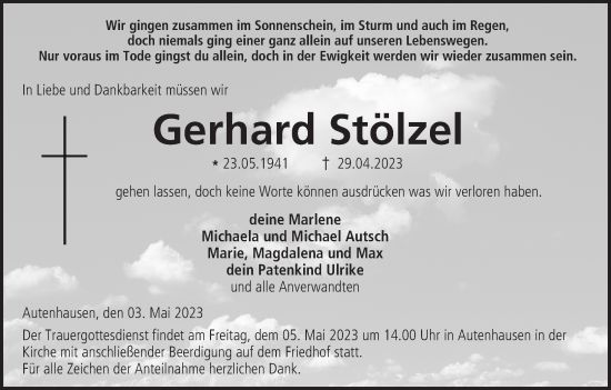 Anzeige von Gerhard Stölzel von MGO