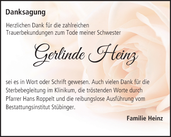 Anzeige von Gerlinde Heinz von MGO