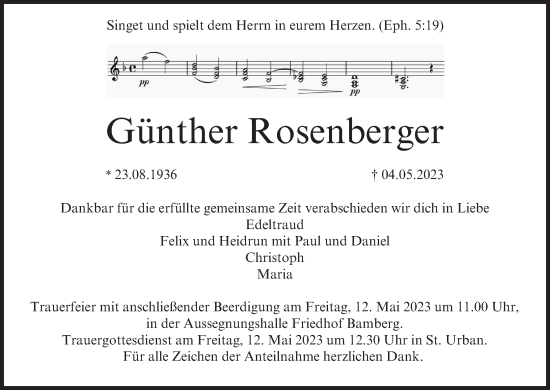 Anzeige von Günther Rosenberger von MGO