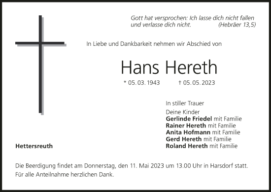 Anzeige von Hans Hereth von MGO