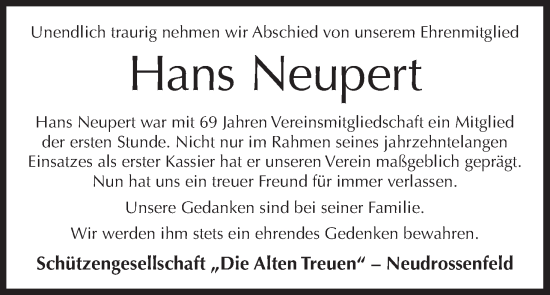 Anzeige von Hans Neupert von MGO