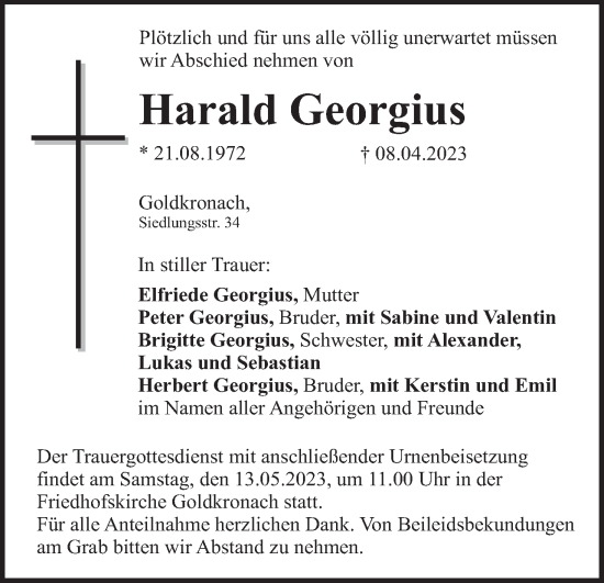 Anzeige von Harald Georgius von MGO