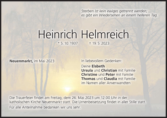 Anzeige von Heinrich Helmreich von MGO