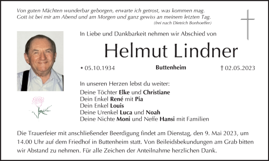 Anzeige von Helmut Lindner von MGO
