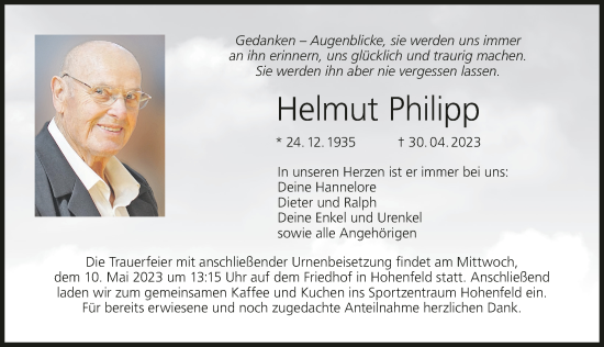 Anzeige von Helmut Philipp von MGO