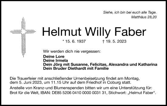 Anzeige von Helmut Willy Faber von MGO
