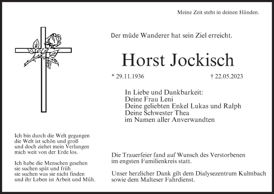 Anzeige von Horst Jockisch von MGO