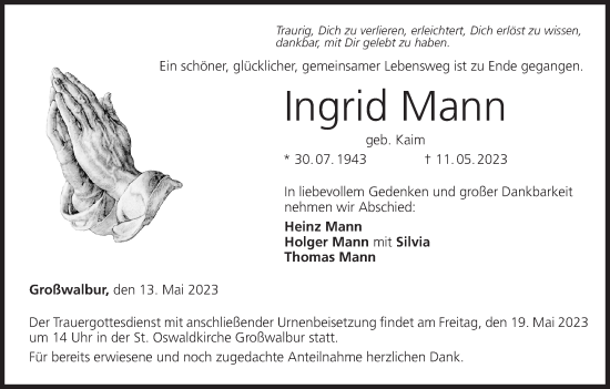 Anzeige von Ingrid Mann von MGO