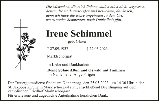 Anzeige von Irene Schimmel von MGO