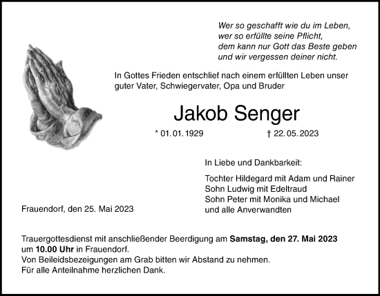 Anzeige von Jakob Senger von MGO