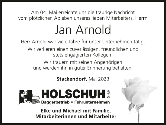 Anzeige von Jan Arnold von MGO
