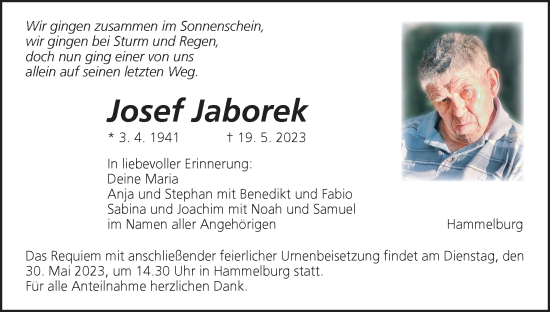 Anzeige von Josef Jaborek von MGO