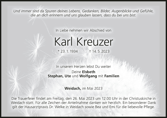 Anzeige von Karl Kreuzer von MGO