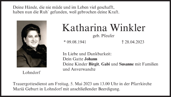 Anzeige von Katharina Winkler von MGO