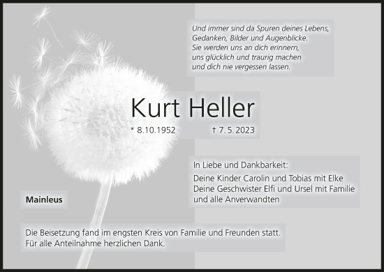 Anzeige von Kurt Heller von MGO