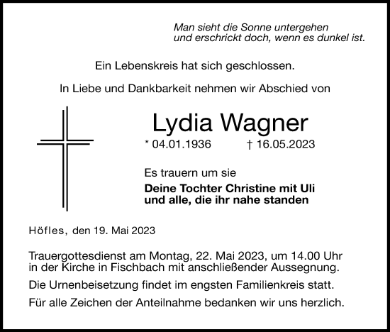 Anzeige von Lydia Wagner von MGO
