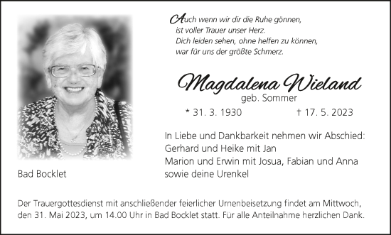 Anzeige von Magdalena Wieland von MGO
