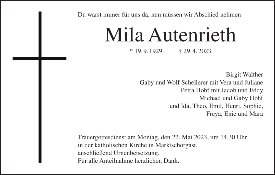 Anzeige von Mila Autenrieth von MGO