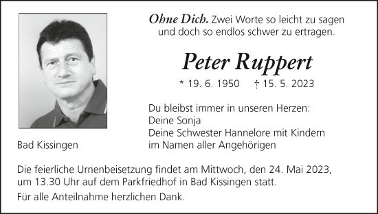 Anzeige von Peter Ruppert von MGO