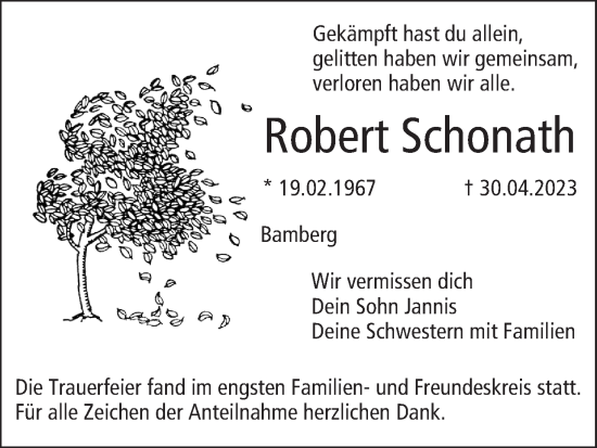 Anzeige von Robert Schonath von MGO