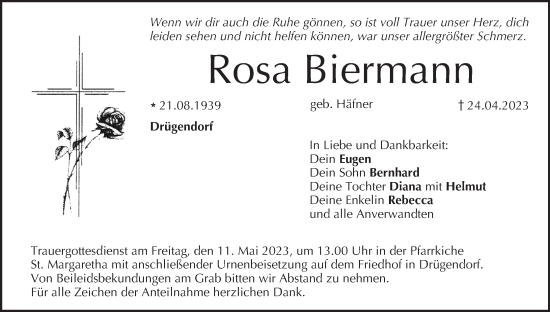 Anzeige von Rosa Biermann von MGO
