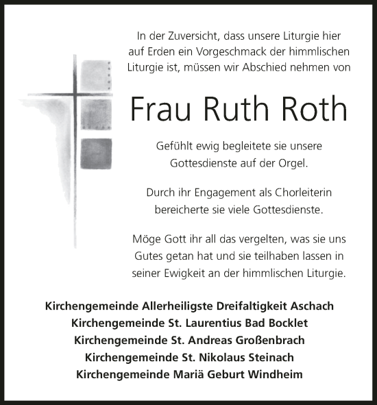 Anzeige von Ruth Roth von MGO