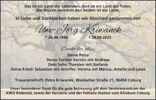 Anzeige von Uwe-Jörg Kriwanek von MGO
